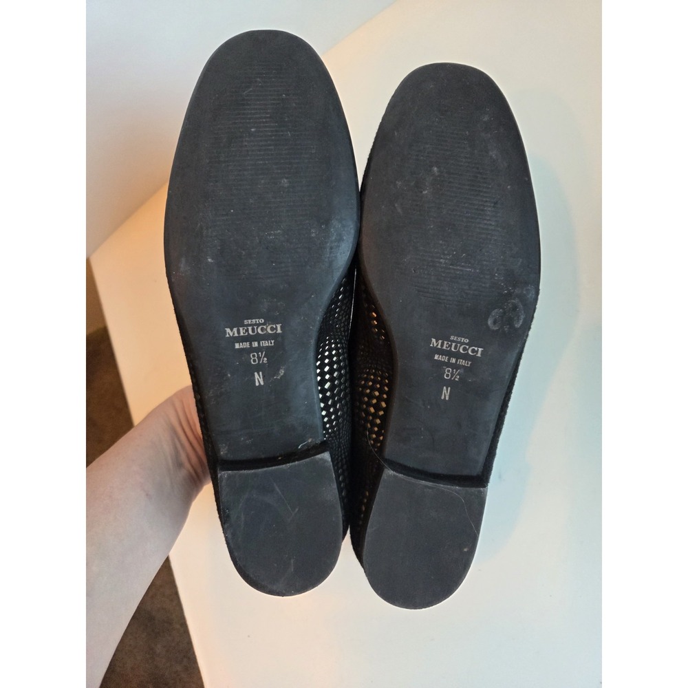Black Suede Cut to GOLD Leather Sesto Meucci‎ Comfort Flats Womens 8.5 N Narrow - Picture 4 of 7